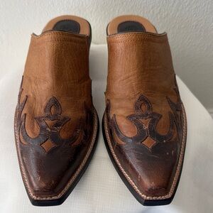 Ariat Two-Tone Brown Leather Western Mules